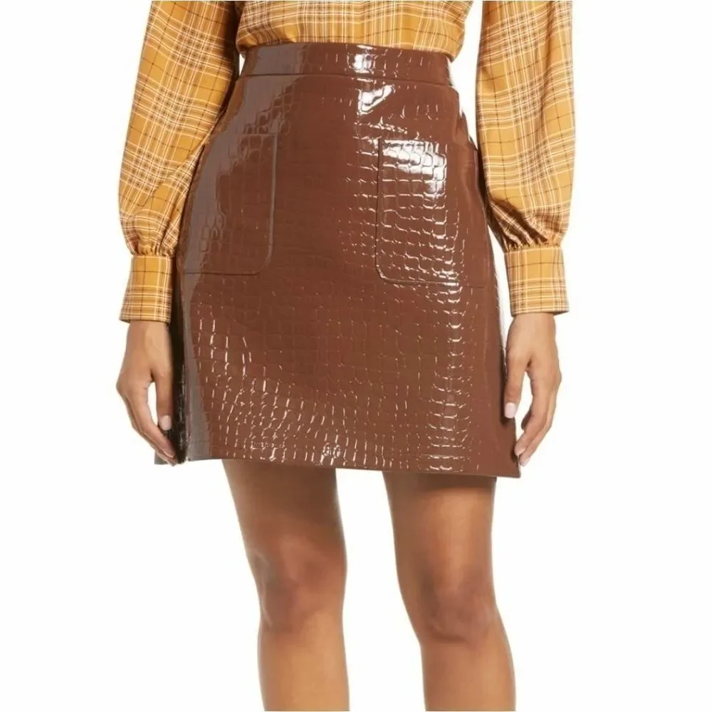 HALOGEN x Atlantic-Pacific Croc Embossed Skirt